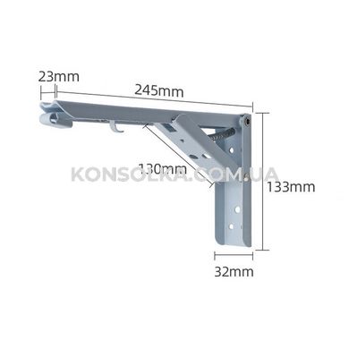 Відкидний механізм KONSOLKA B25 см (Біла) - кронштейн, консоль для відкидного стола, полиці (Компл. 2 шт)