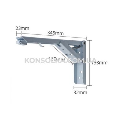 Откидной механизм KONSOLKA B35 см (Белая) - кронштейн, консоль для откидного стола, полки (Компл. 2 шт)